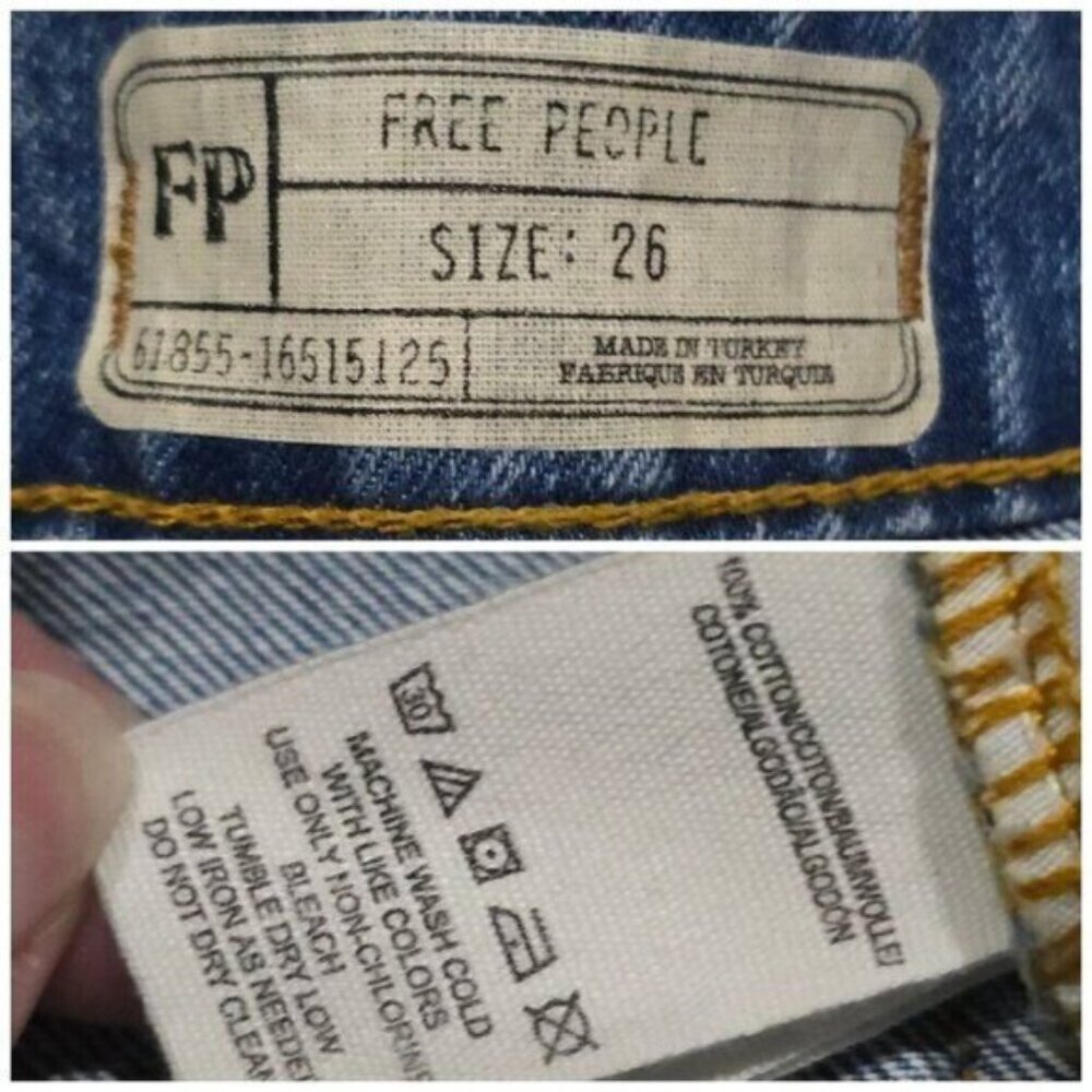 Free People ✦ Denim Mini Skirt ✦ Embroidered Roses Studs Raw Hem Distressed 26 - Picture 12 of 15
